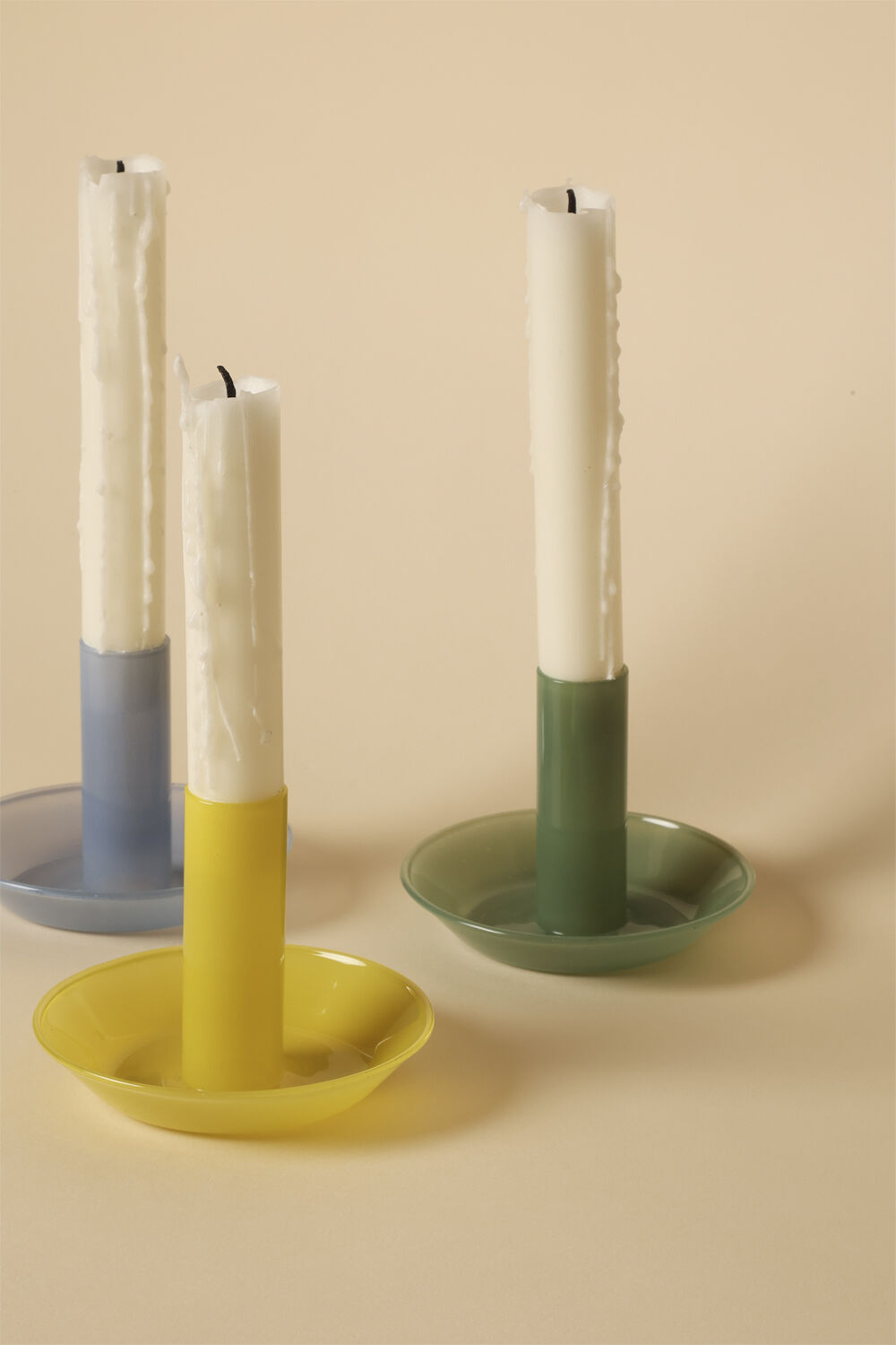 Glas lysestage, lys mint, 10x&oslash;8 cm