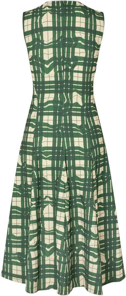 2429 Checkered Cady, Sleeveless Gathered Midi Dress