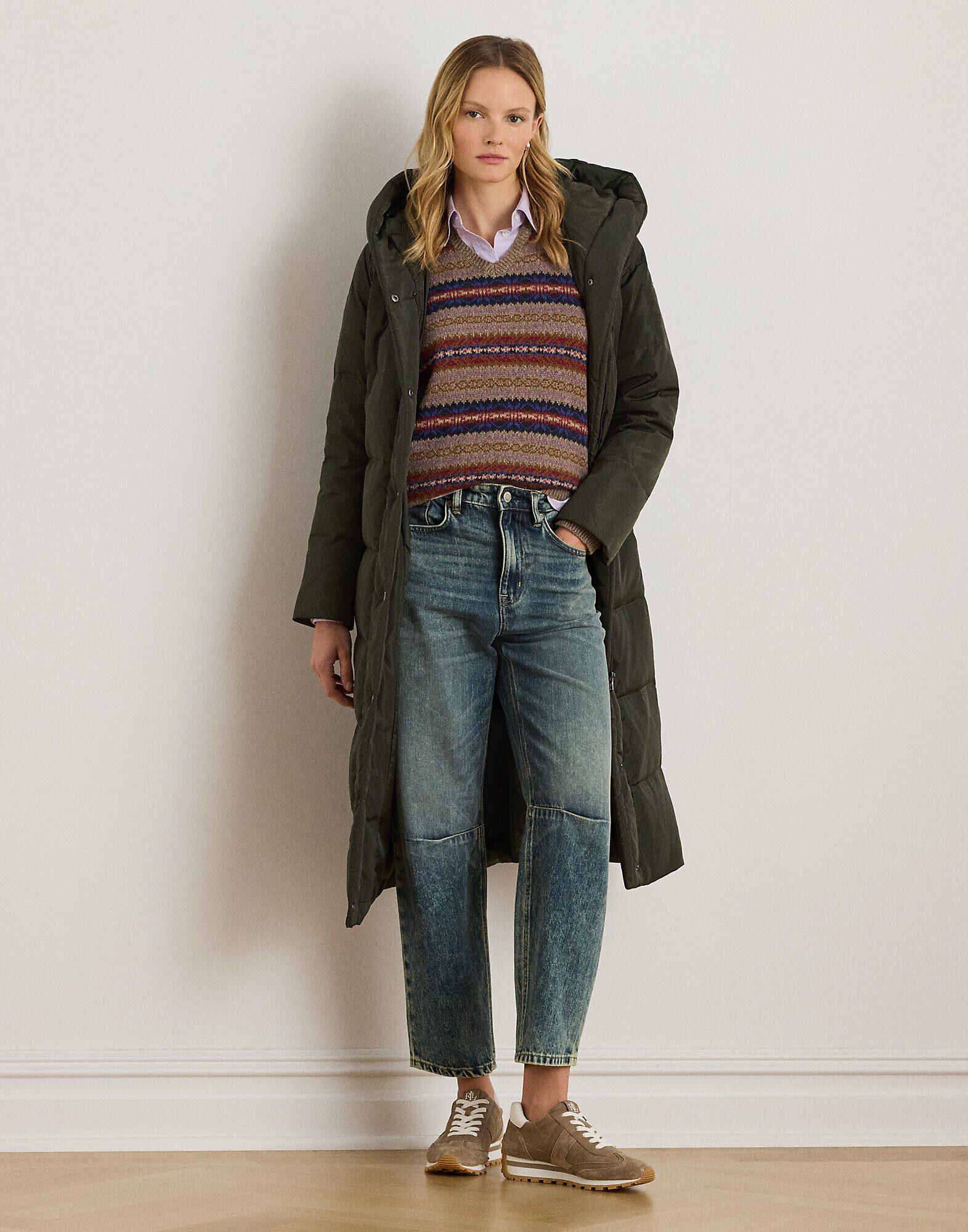 Hooded Channel-Quilted Down Puffer Coat