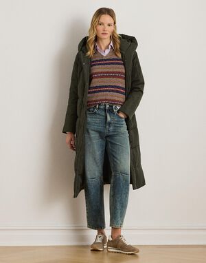 Hooded Channel-Quilted Down Puffer Coat