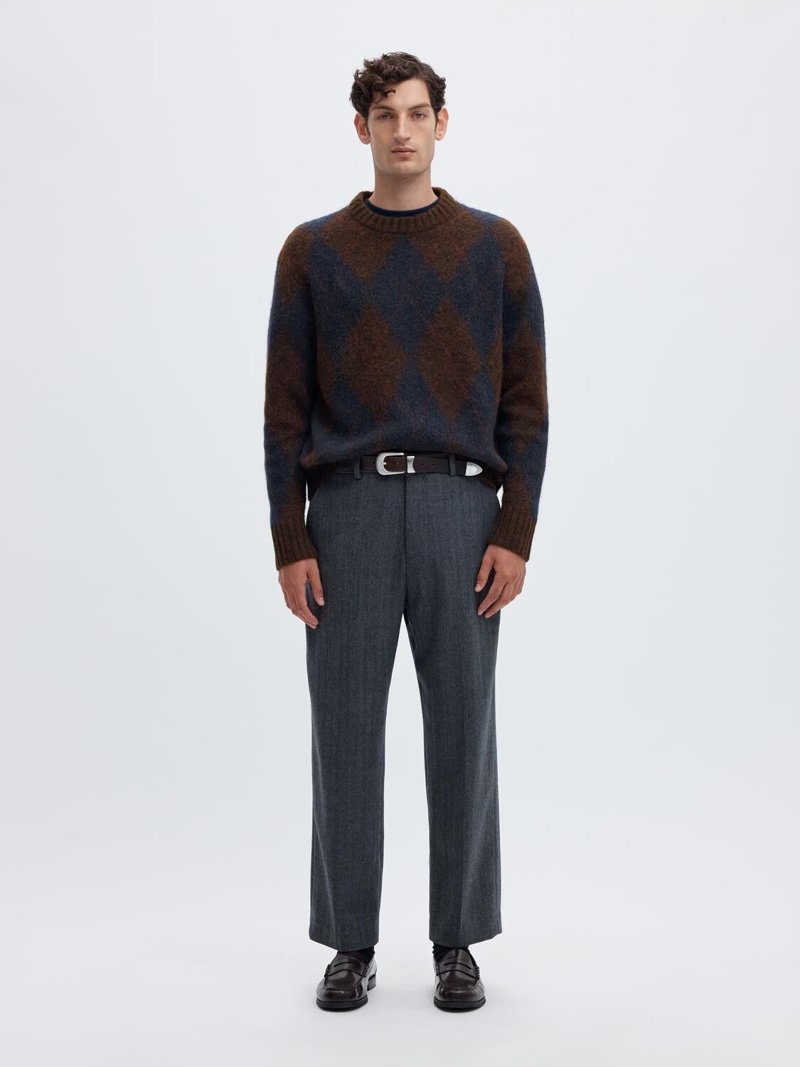 Slmrai Ls Knit Argyle Crew Neck