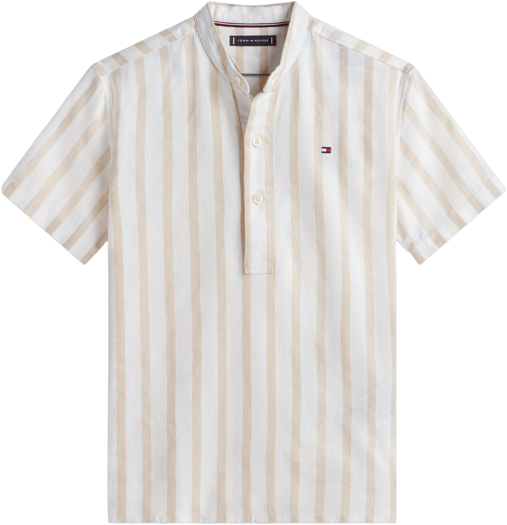 Stripe Linen Blend Short Sleeve Shirt