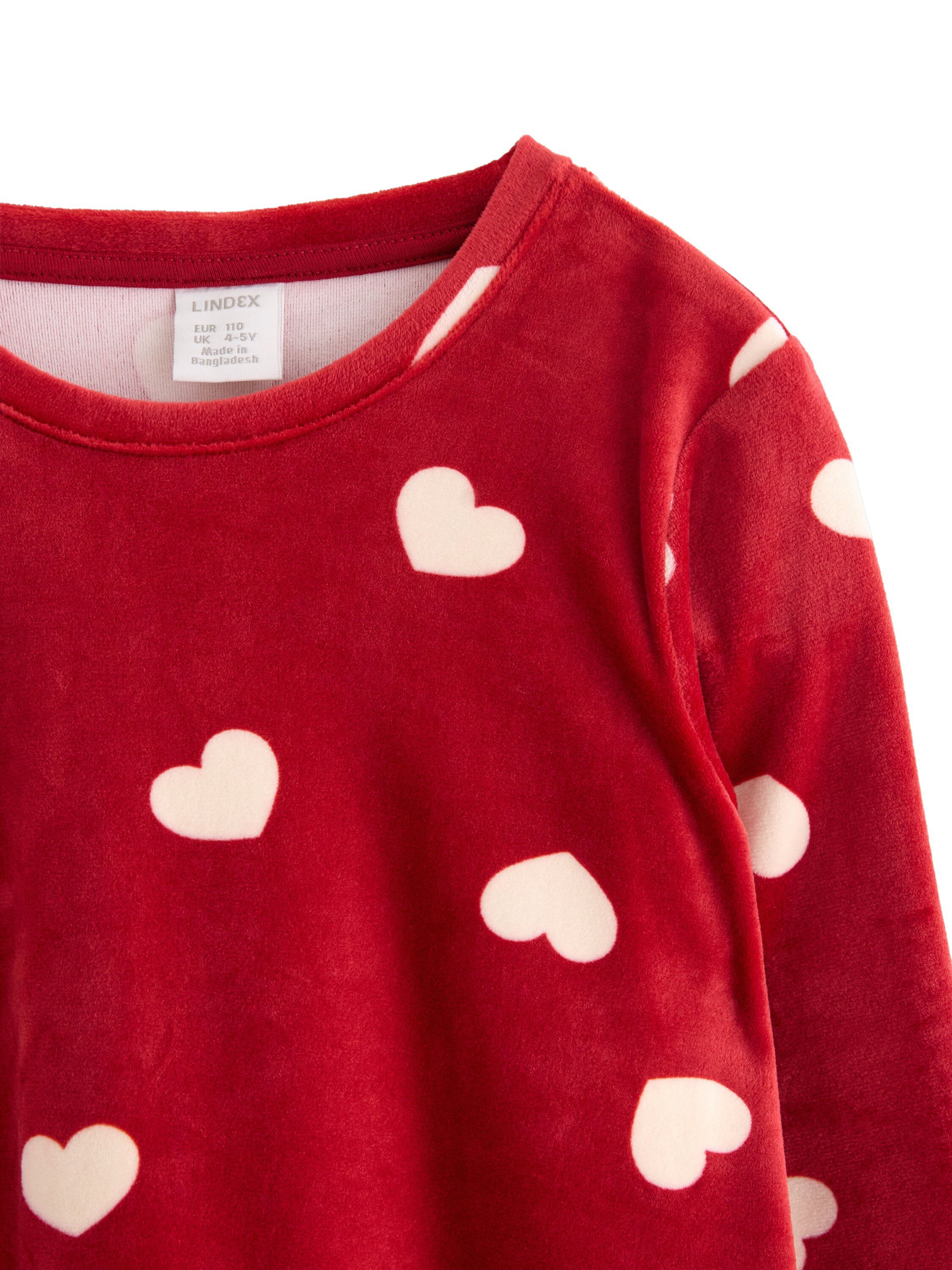 Top long velour hearts AOP