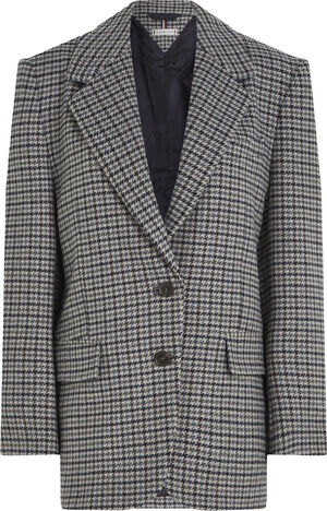 OVERSIZED WOOL CHECK SB BLAZER