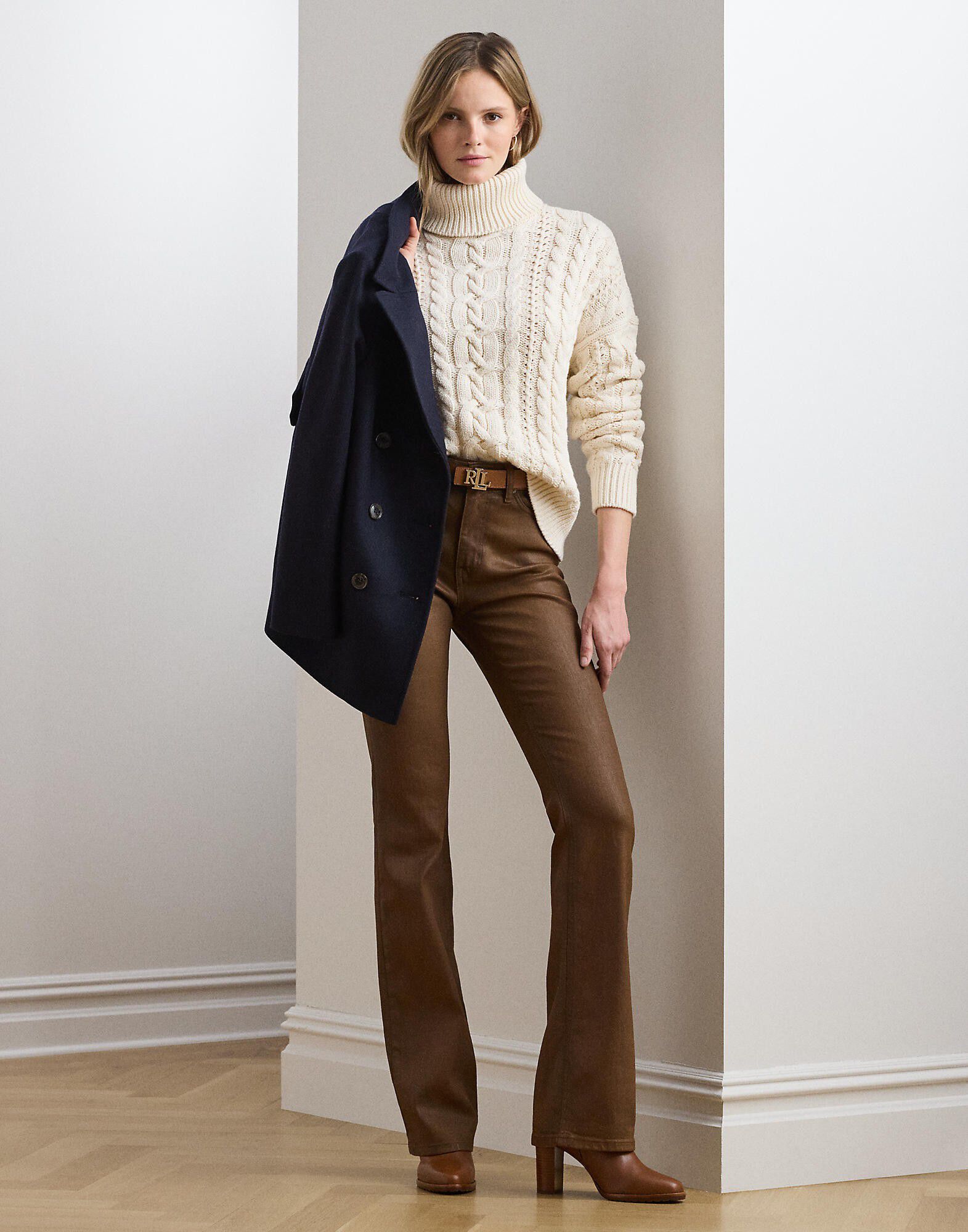 Cable-Knit Turtleneck Sweater