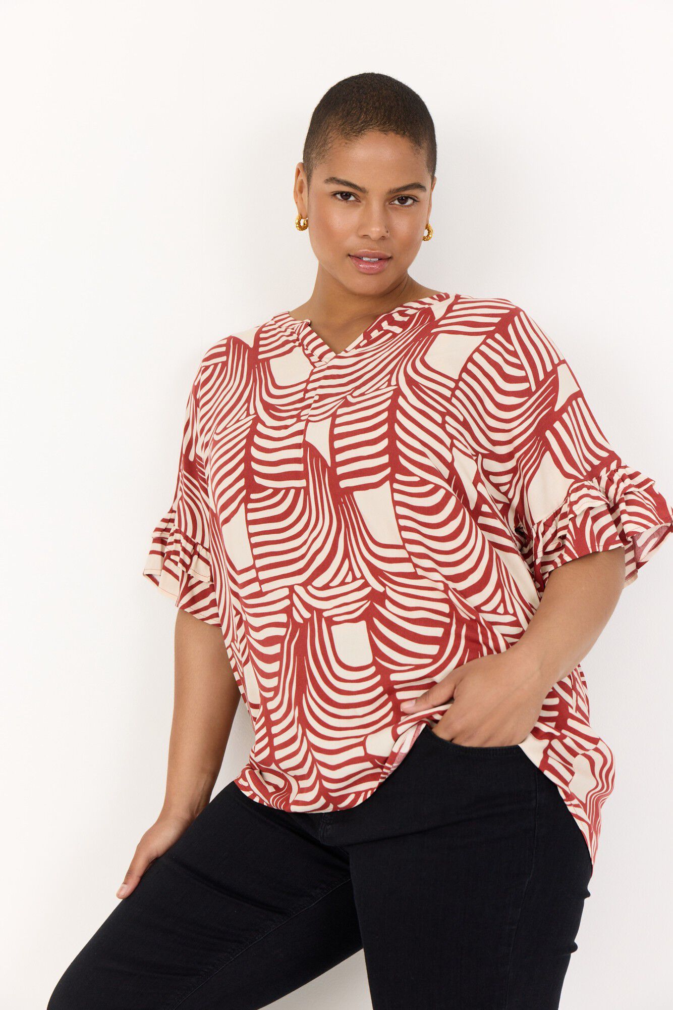 Curvy WA-LOVIS 1 Bluse R&oslash;d