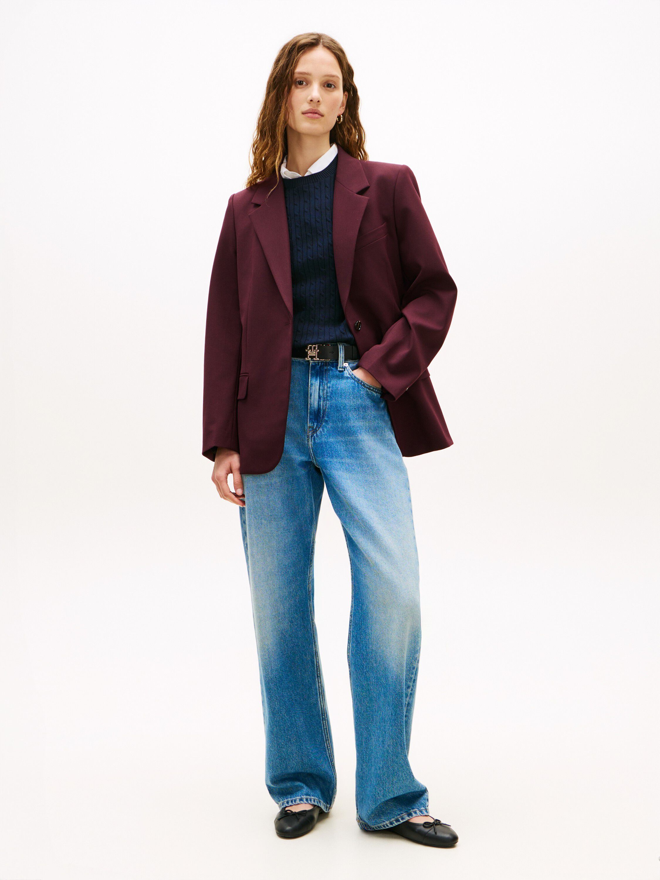 Relaxed Fit Wool Blend Blazer