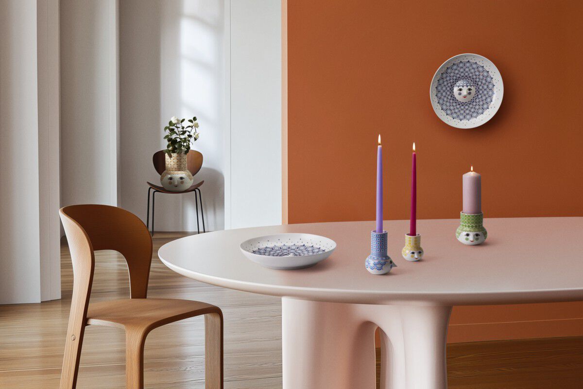 Olga Lysestage H9 cm gul