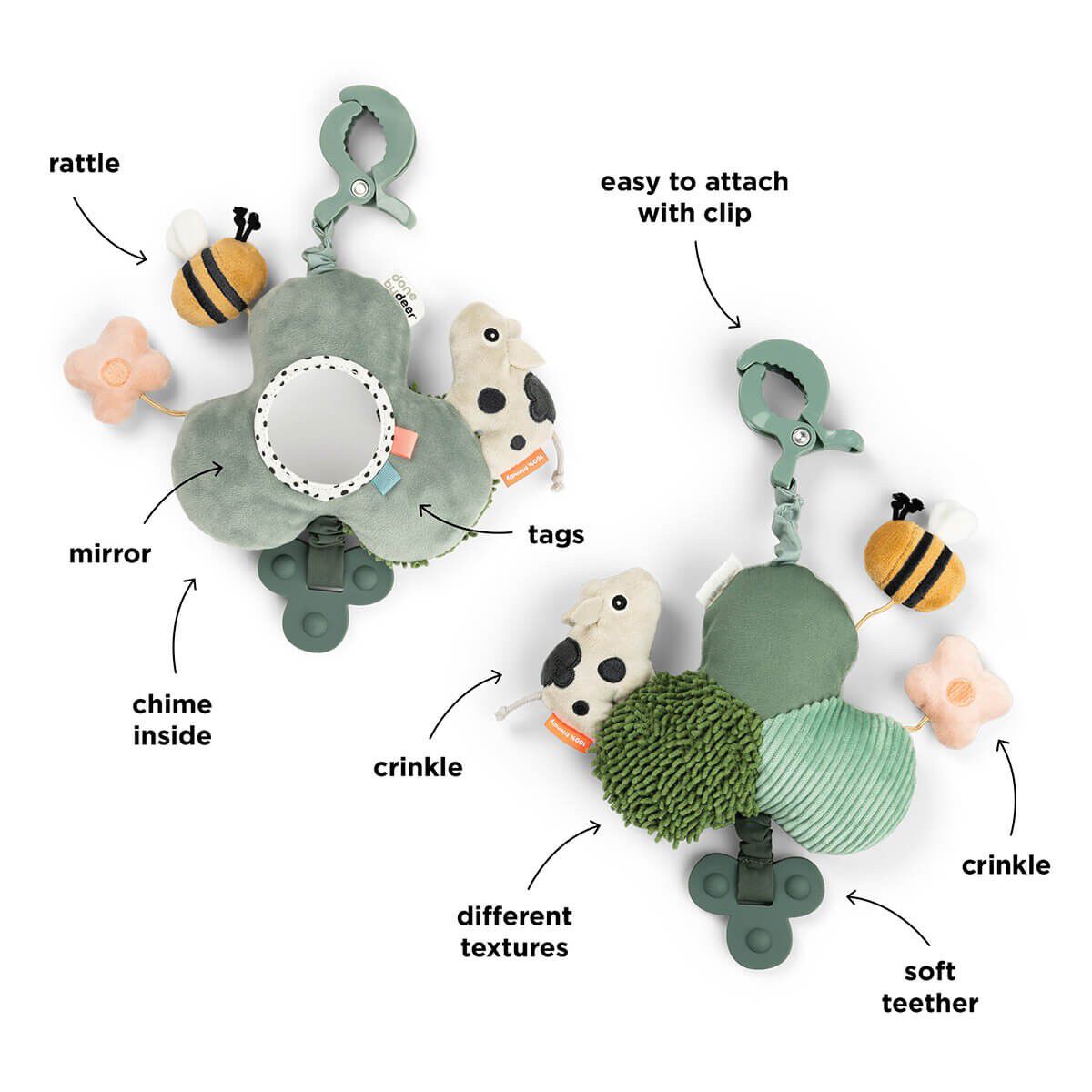 Aktivitetsspejl m/clip Tiny farm Gr&oslash;n