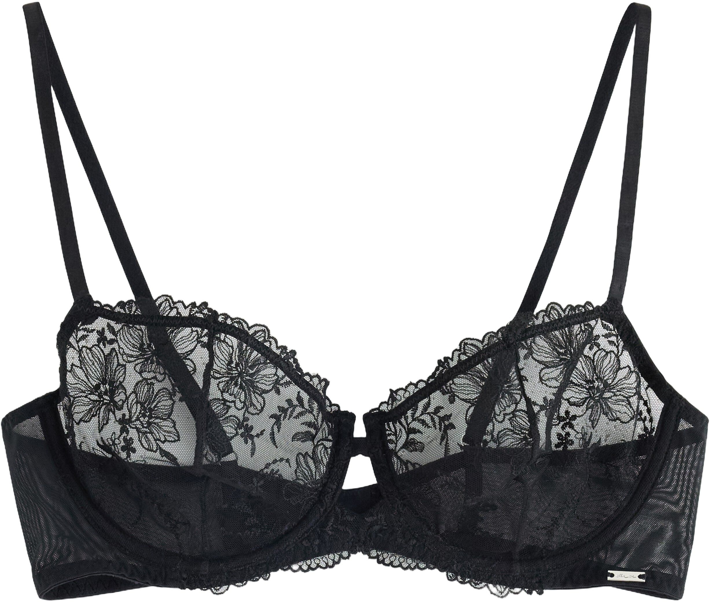 Unpadded wire bra in sheer lace and