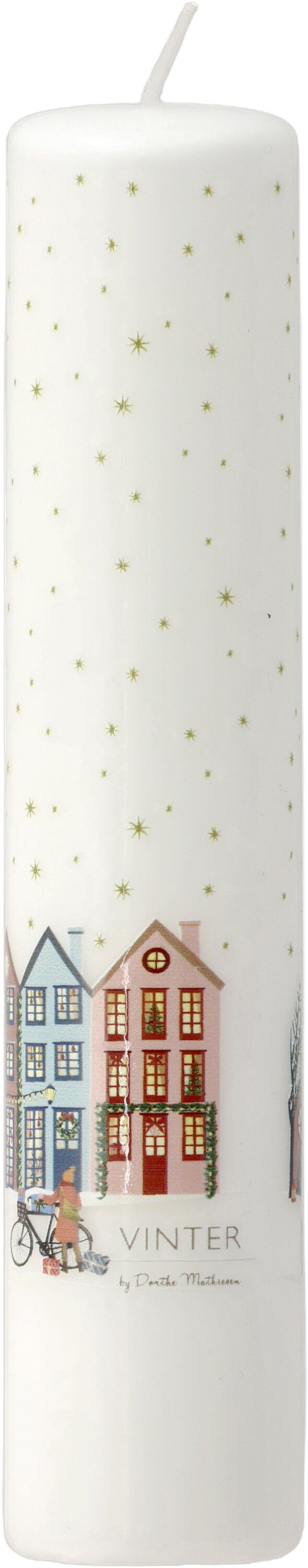 Kalenderlys Vinter 5 x 25 cm Hvit/Gullstjerne Parafin