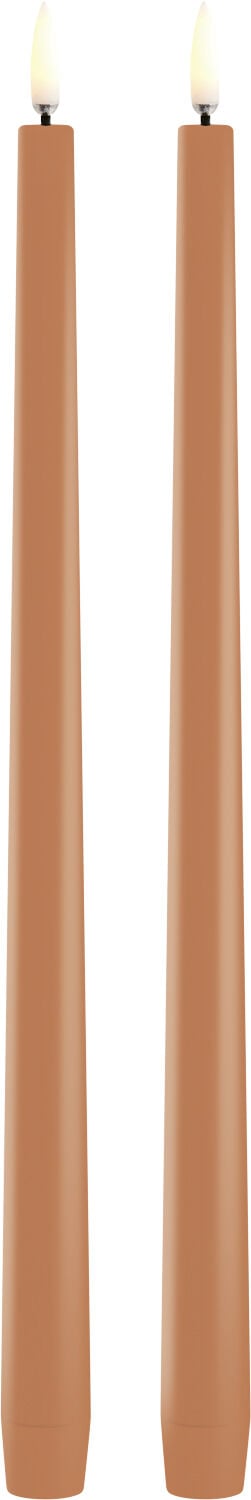 LED slim taper candle, Apricot, Smooth, 2-pack, 2,3x32 cm