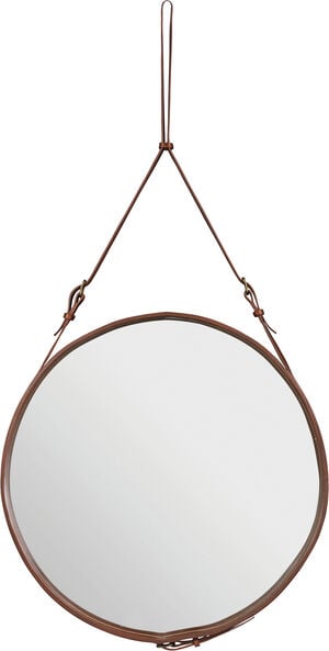 Adnet Wall Mirror, Circula (Tan Leather)
