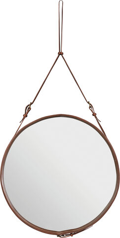 Adnet Wall Mirror, Circular, ø45 (Tan Leather)