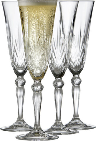 Lyngby Glas Krystal Melodia Champagneglass 16 cl 4 stk.
