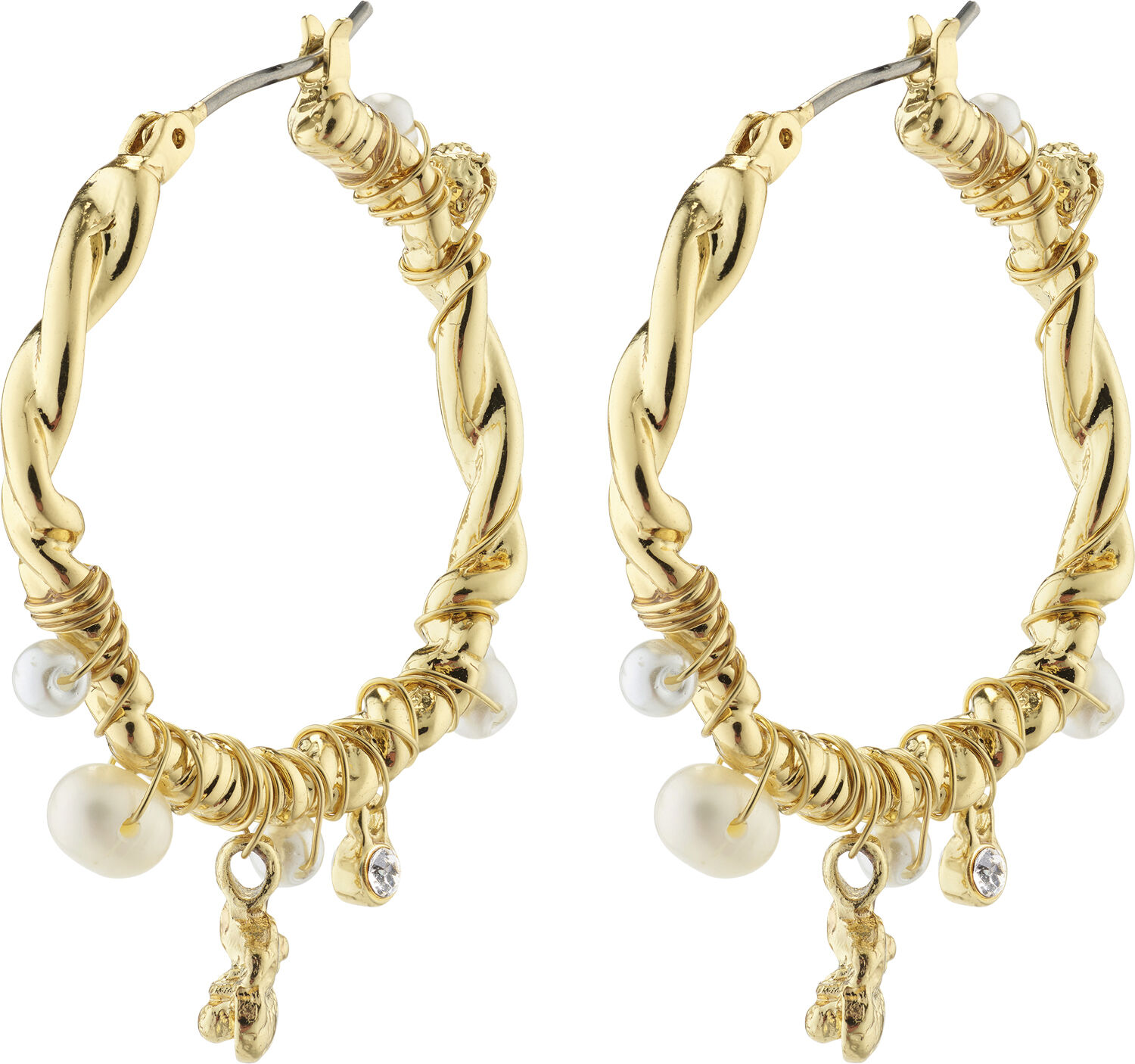 ANA pearl & crystal hoops gold-plated