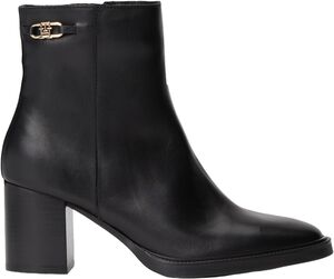 STACKED HEEL LEATHER ANKLE BOOT