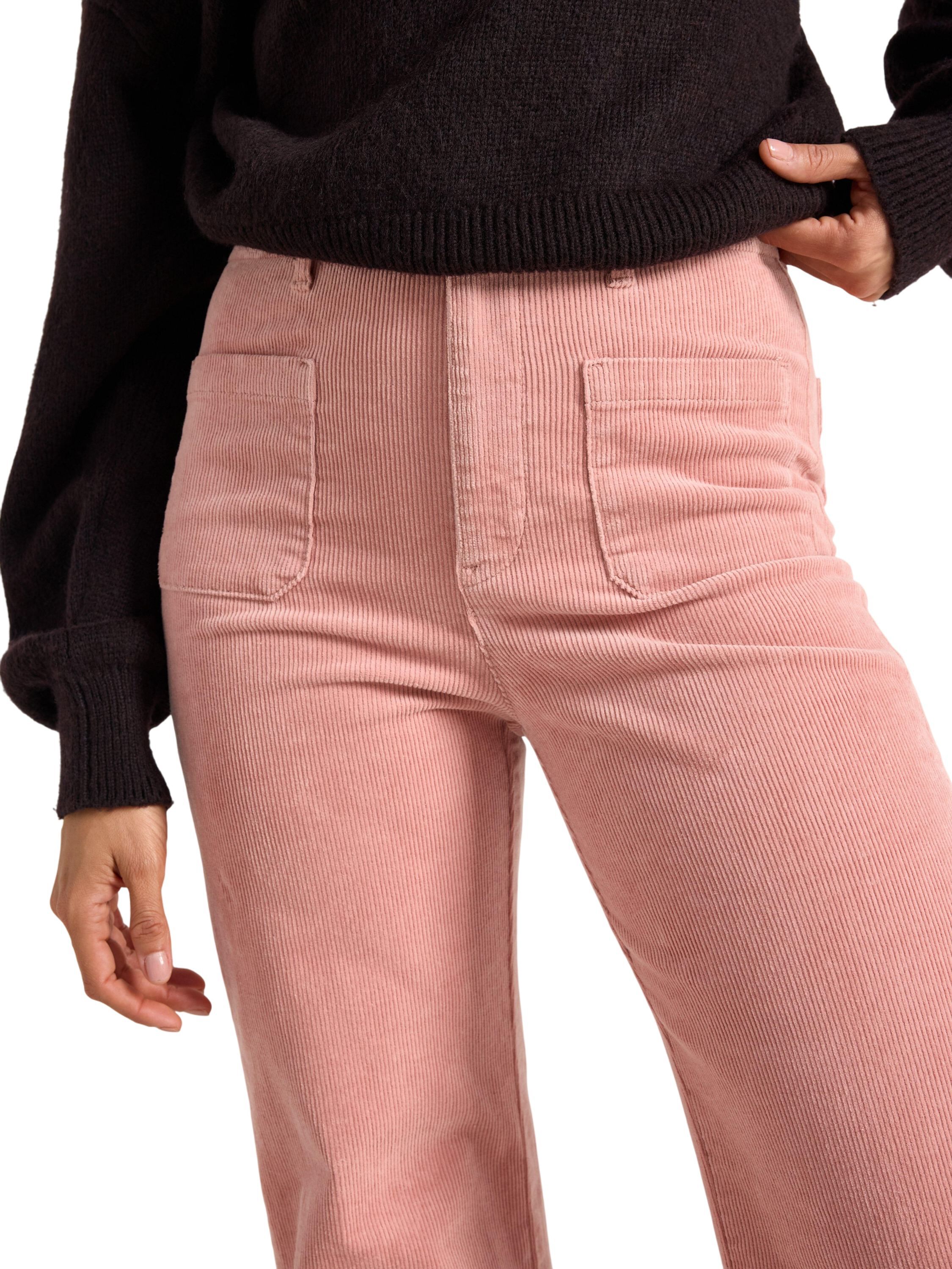 Bukser med h&oslash;y midje i kordfl&oslash;yel m