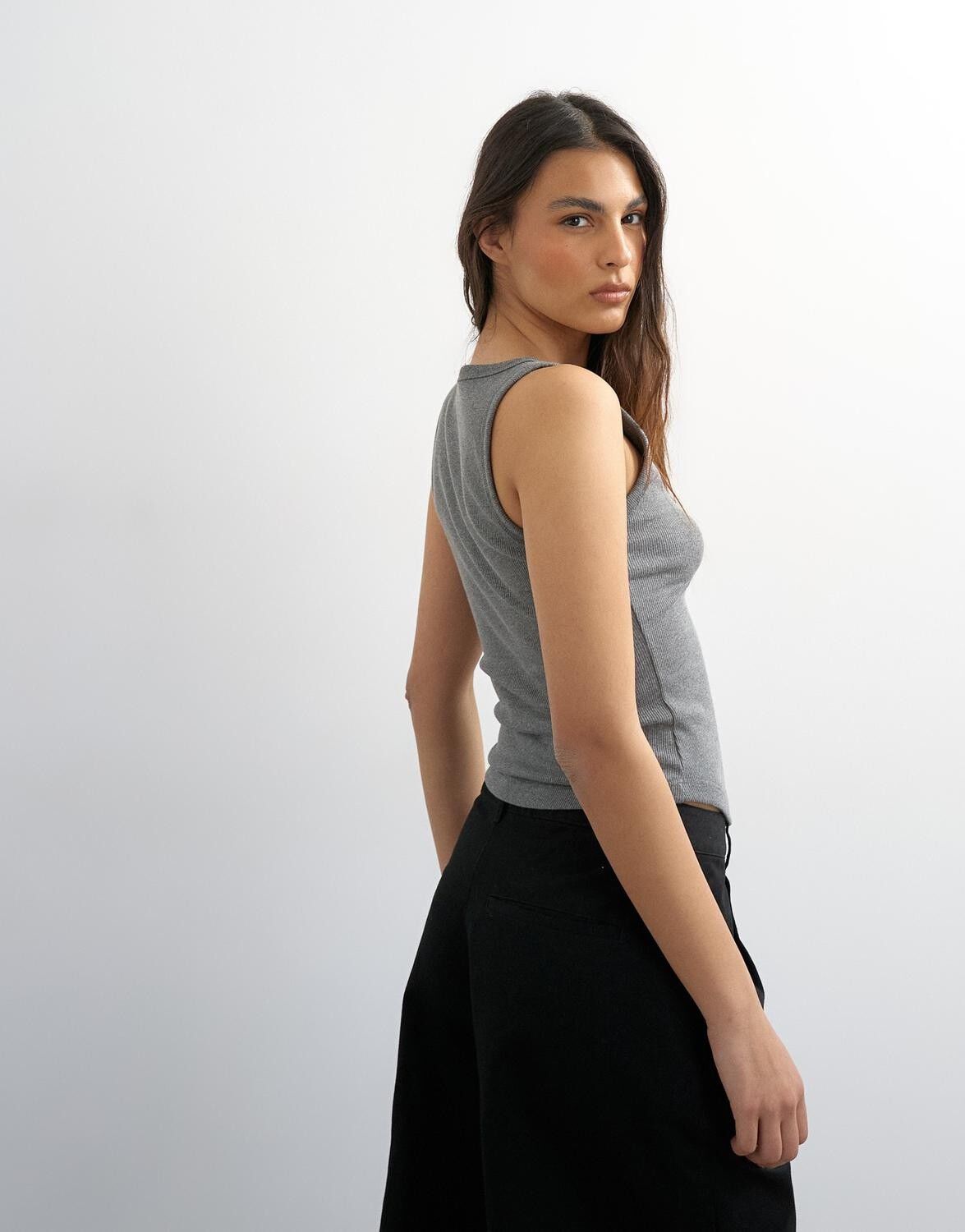 Tsbritt Sl Rib Scoop Curve Hem Vest Jrs