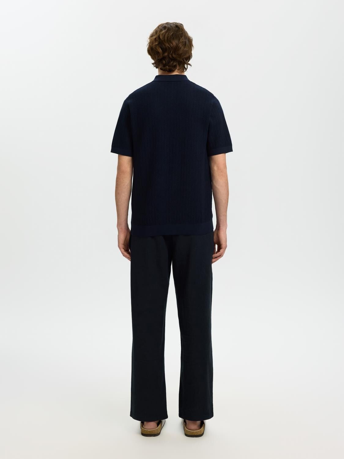 Slmcran Ss Knit Structure Zip Polo Noos