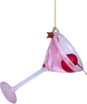 Ornament glass pink cosmopolitan cocktail H8. 5cm