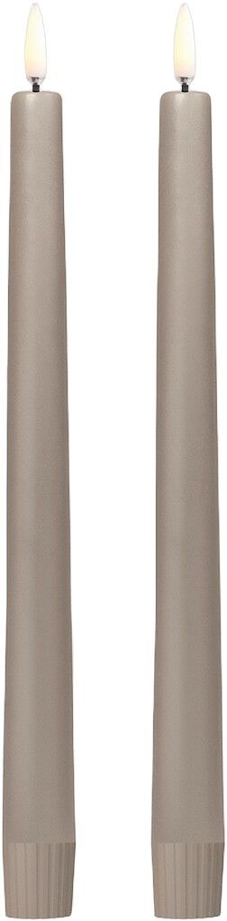 LED taper candle, Sandstone, Smooth, 2-pack, 2,3x25 cm