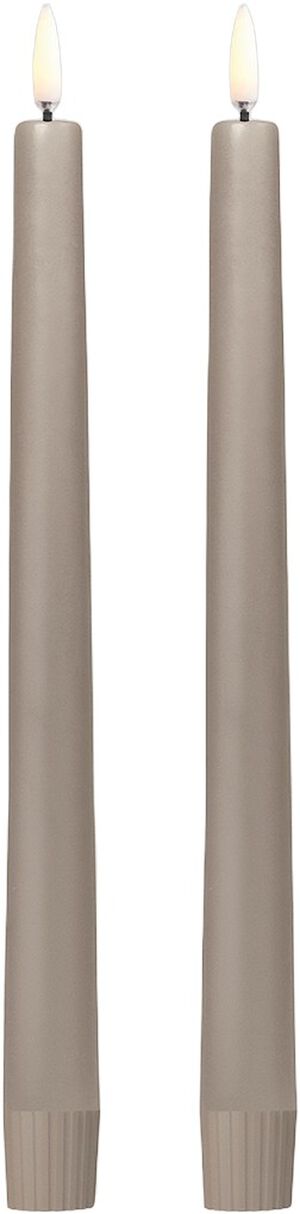 LED taper candle, Sandstone, Smooth, 2-pack, 2,3x25 cm