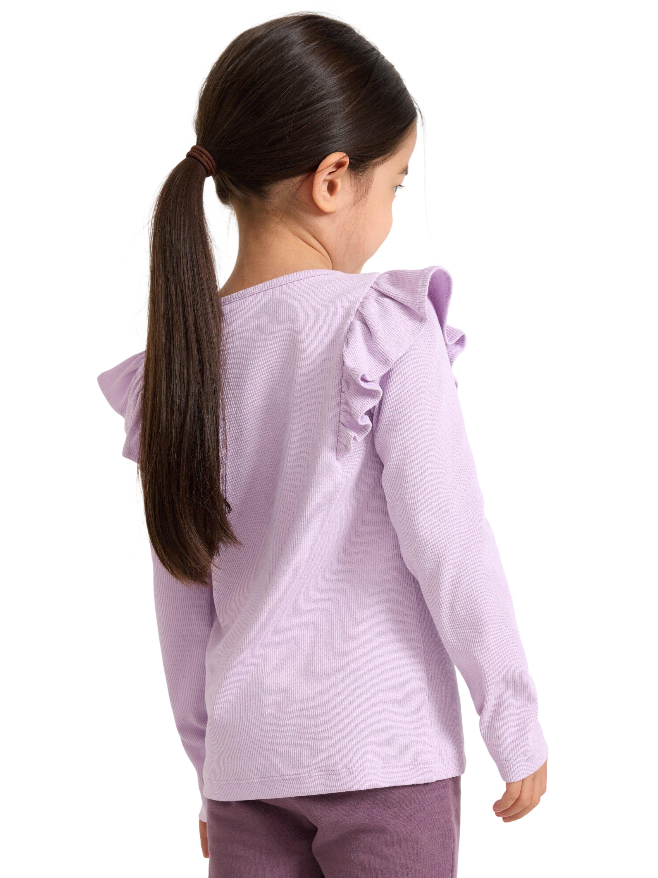 Long-sleeved top in ribbed cotton j