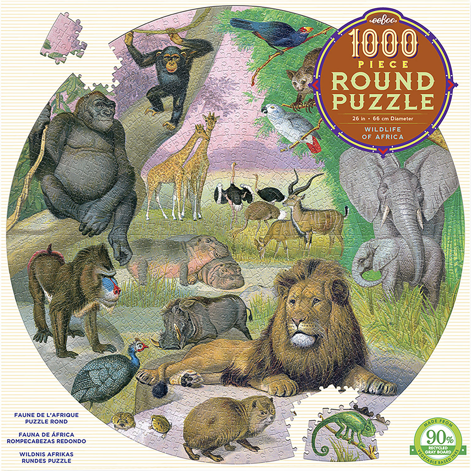 eeBoo - Rundt puslespil 1000 brk - Afrika