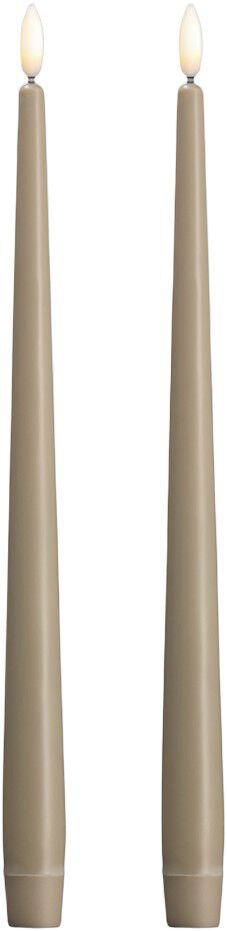 Moods & More - LED taper candle, Silk, Slim, Kit grey, 2-pack, 23x300