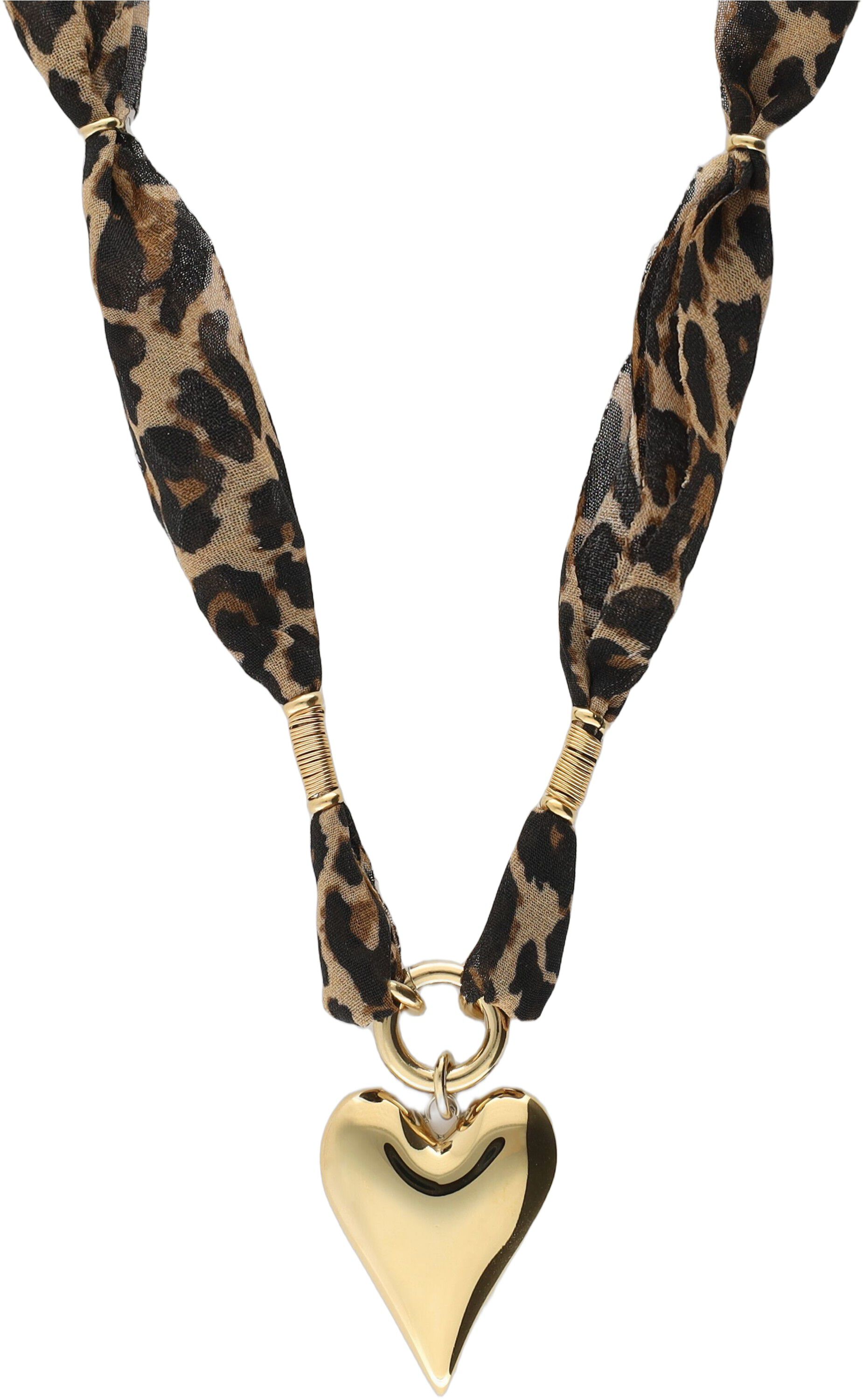 Necklace leopard cord heart