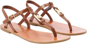 Leather TH Monogram Strap Sandals
