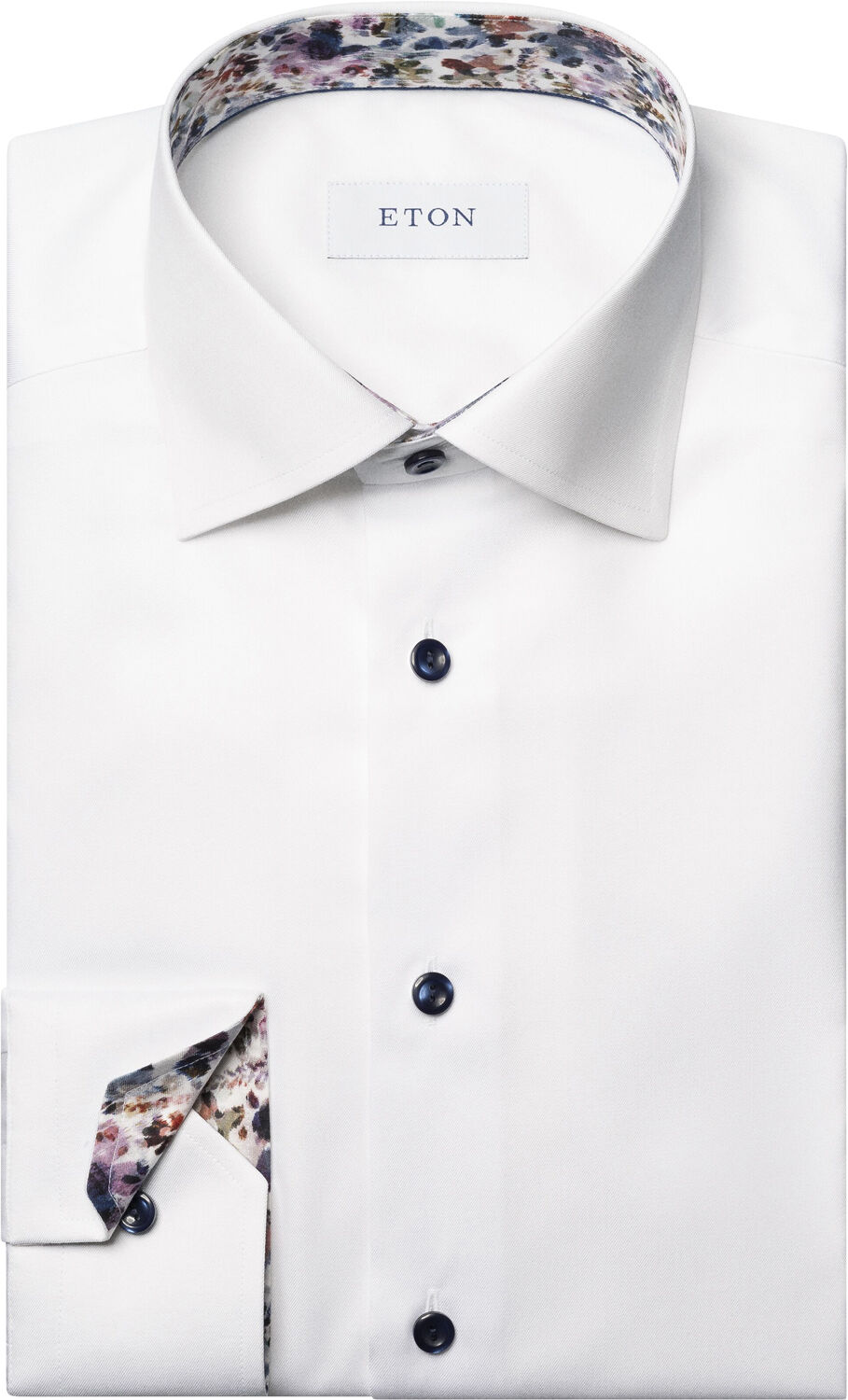Slim Fit White Floral Effect Signature Twill Shirt