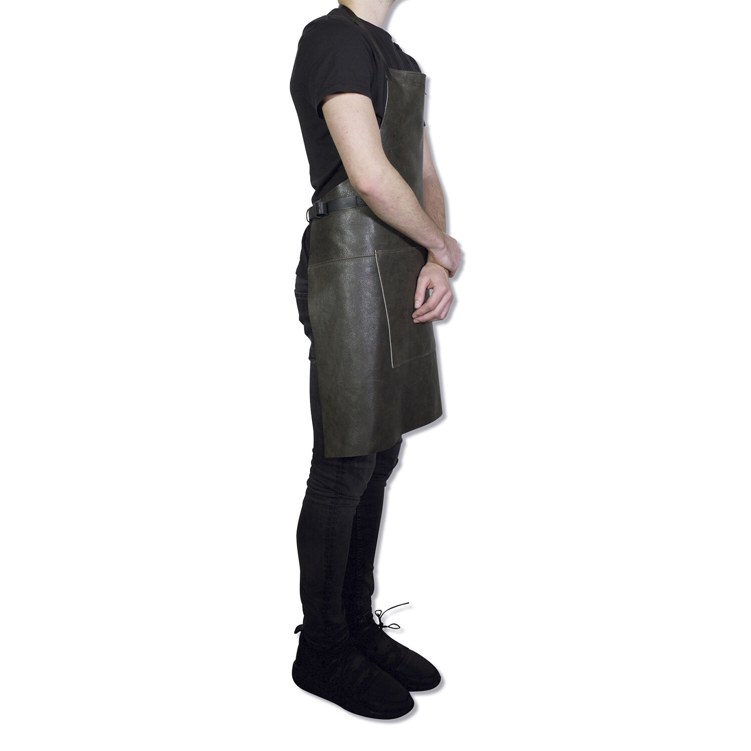 L&aelig;derforkl&aelig;de BBQ Style Apron Vintage Grey