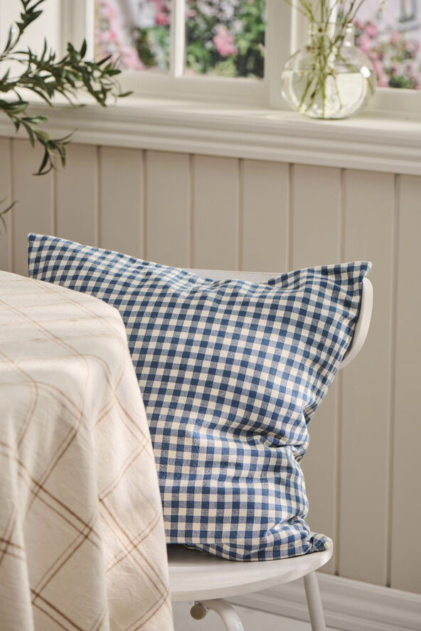 Pude Lucas mørkeblå m/naturfarvede små tern