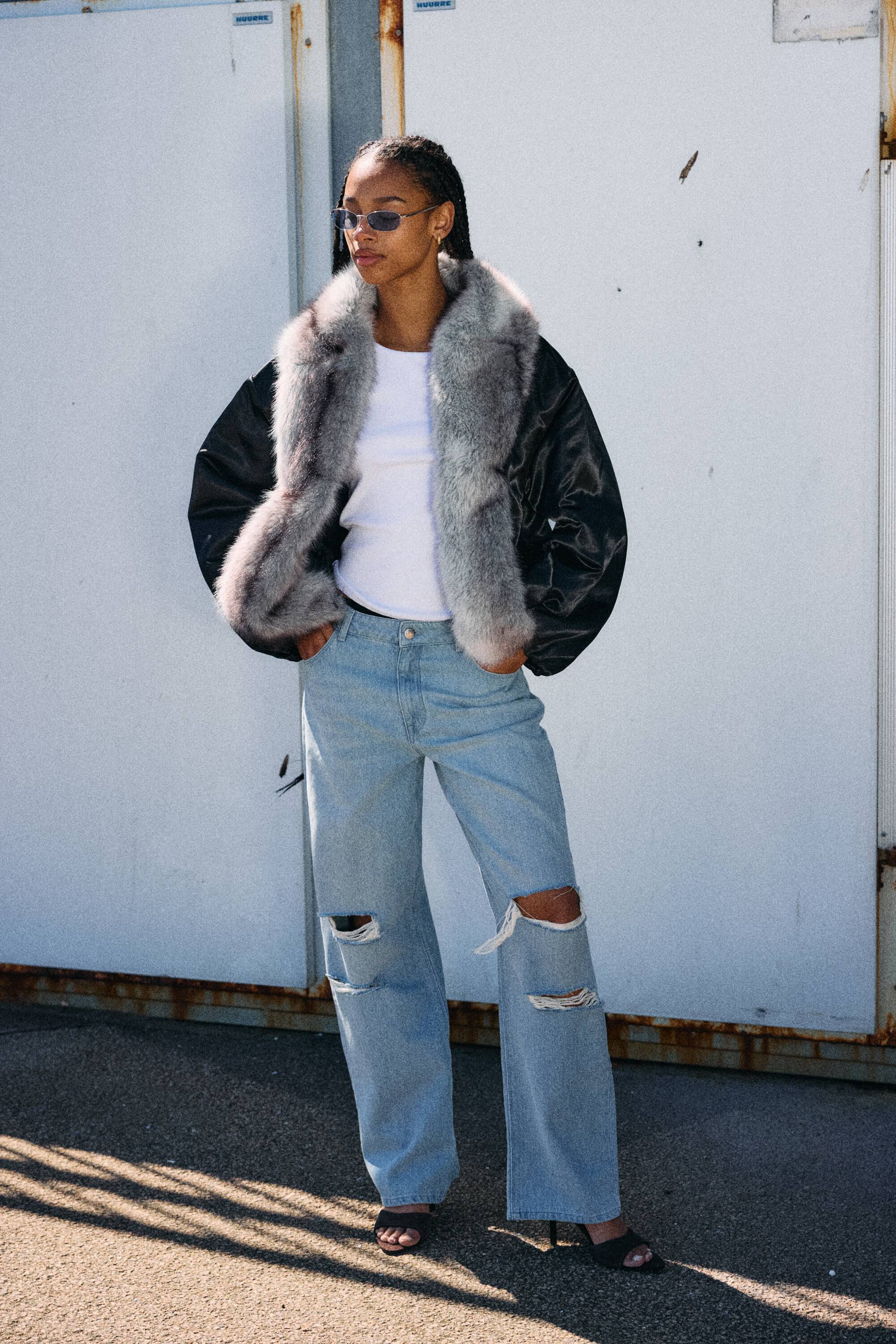 Nmivy Contrast Collar Loose Bomber