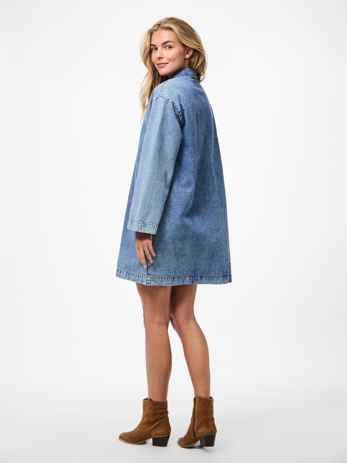 PCKENYA LS A-SHAPE DENIM DRESS NOOS