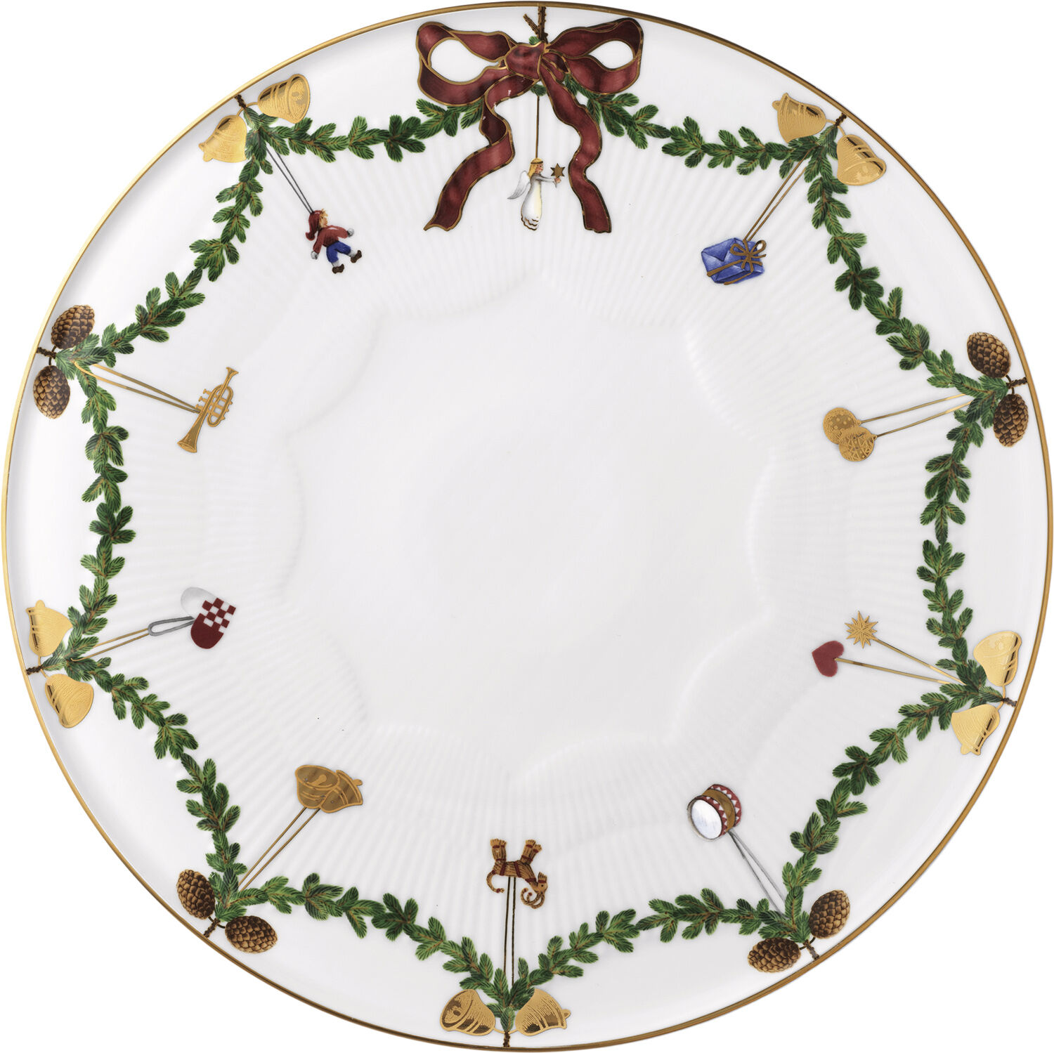 Stjerne Riflet Jul 32 cm. kagefad