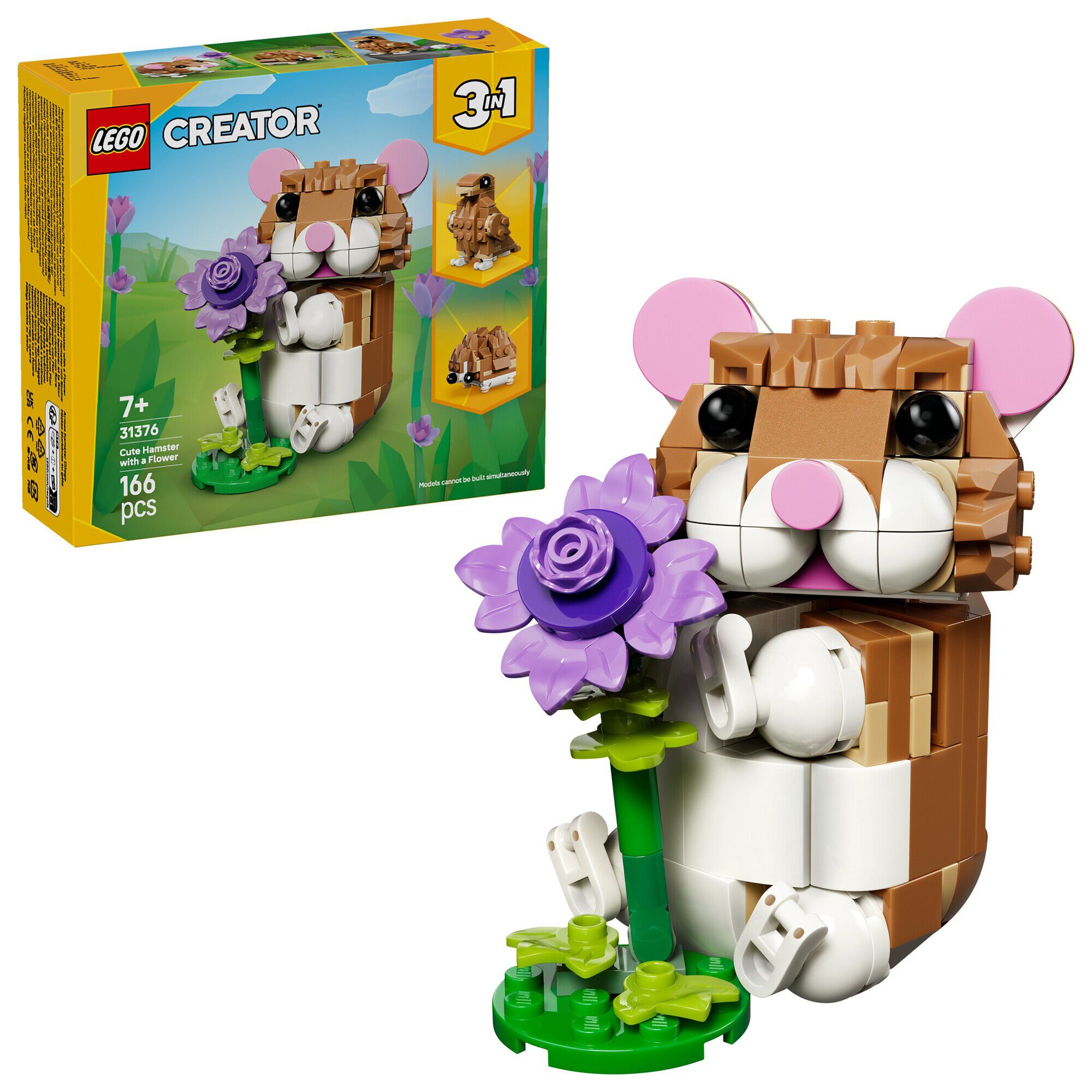 S&oslash;d hamster med blomst 31376