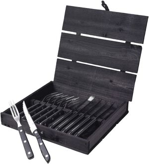 Biffbestikk/grillbestikk Old Farmer Black 12 deler Svart/Stå