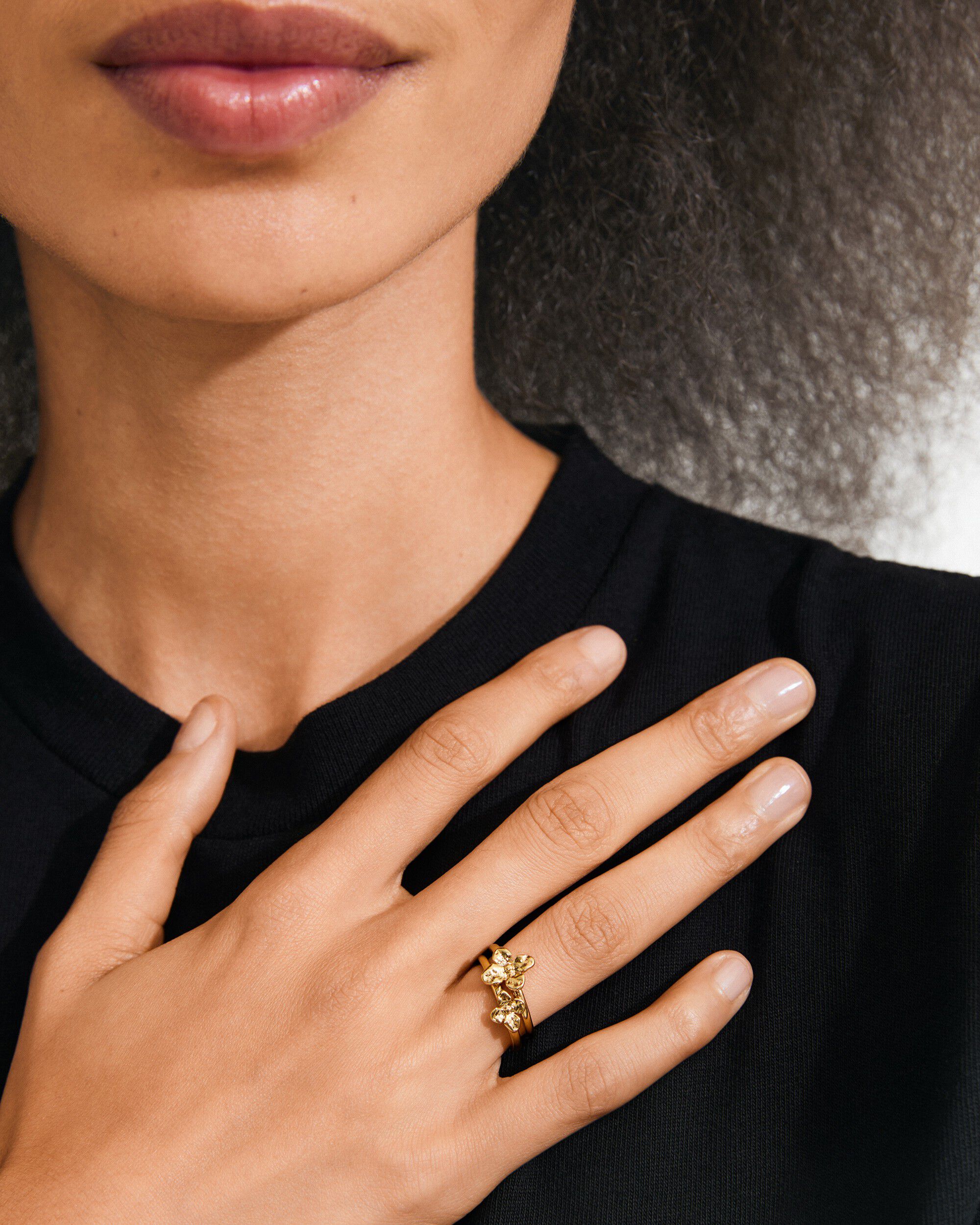 SANINE gift set, rings & earstuds, gold-plated