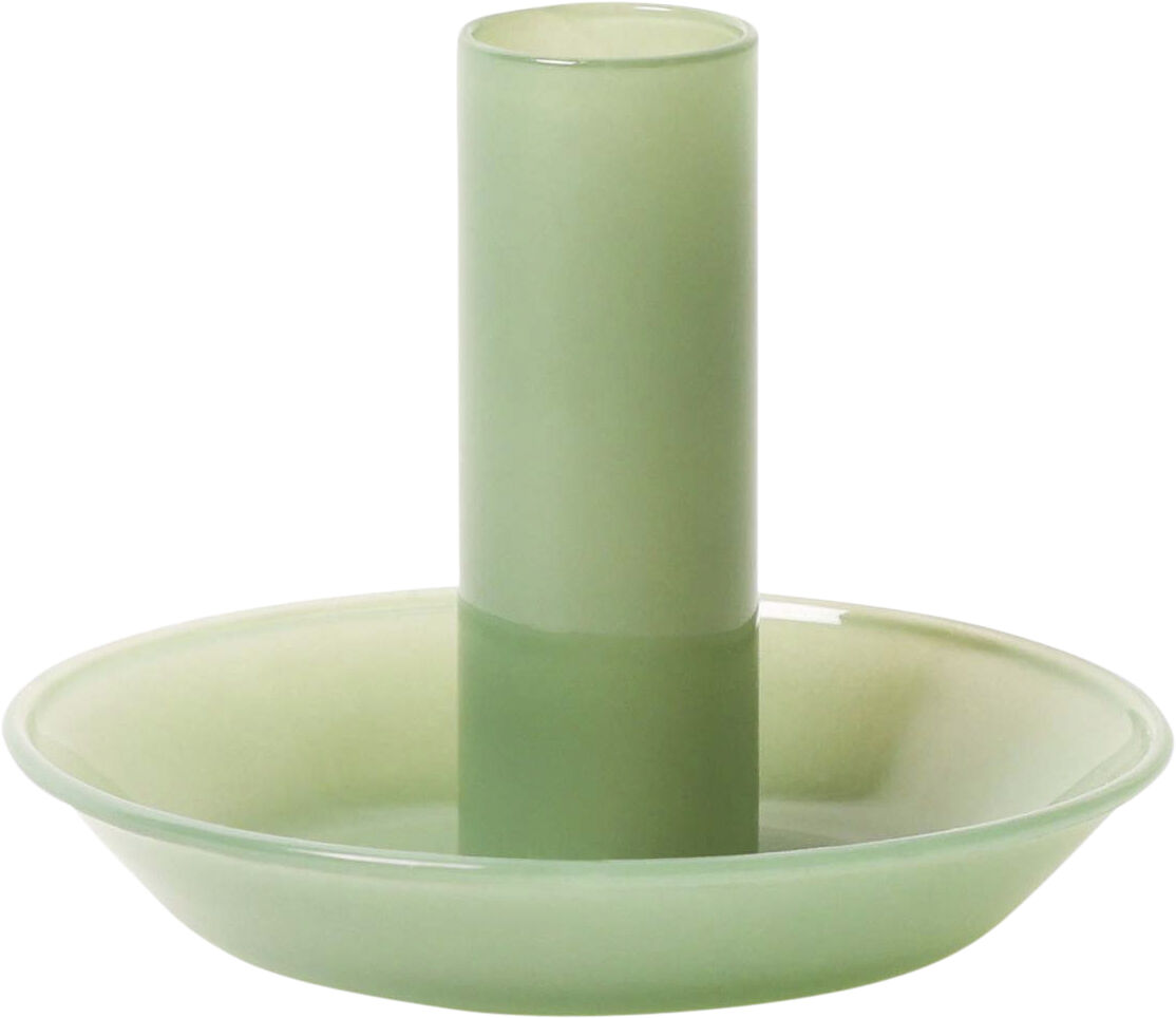 Glas lysestage, lys mint, 10x&oslash;8 cm