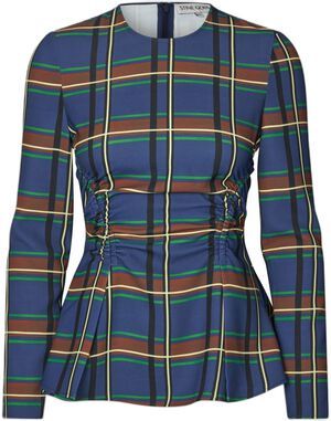 2591 Twill Cady, Gathered Peplum Top