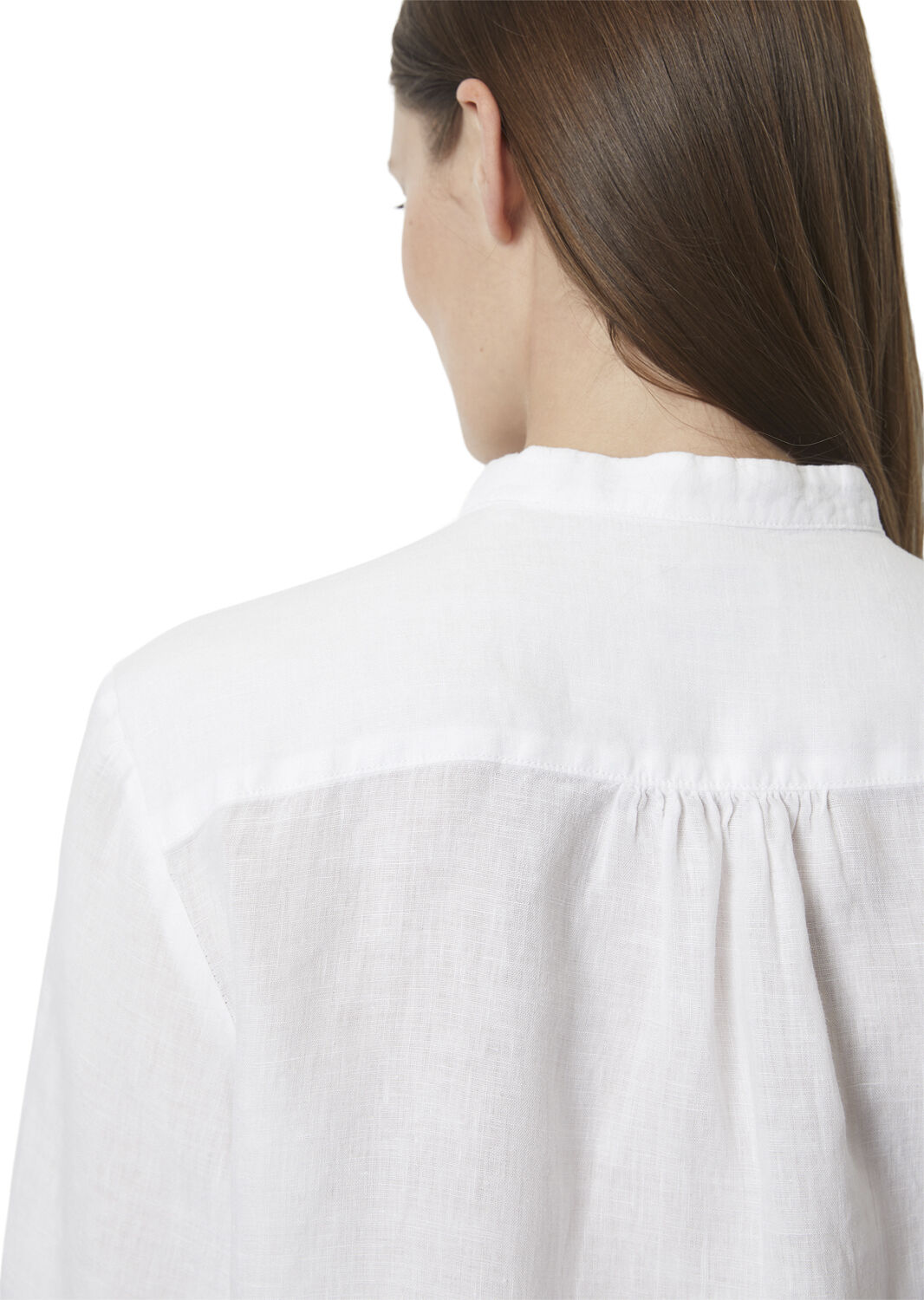 Blouse, tunic shape, stand up colla