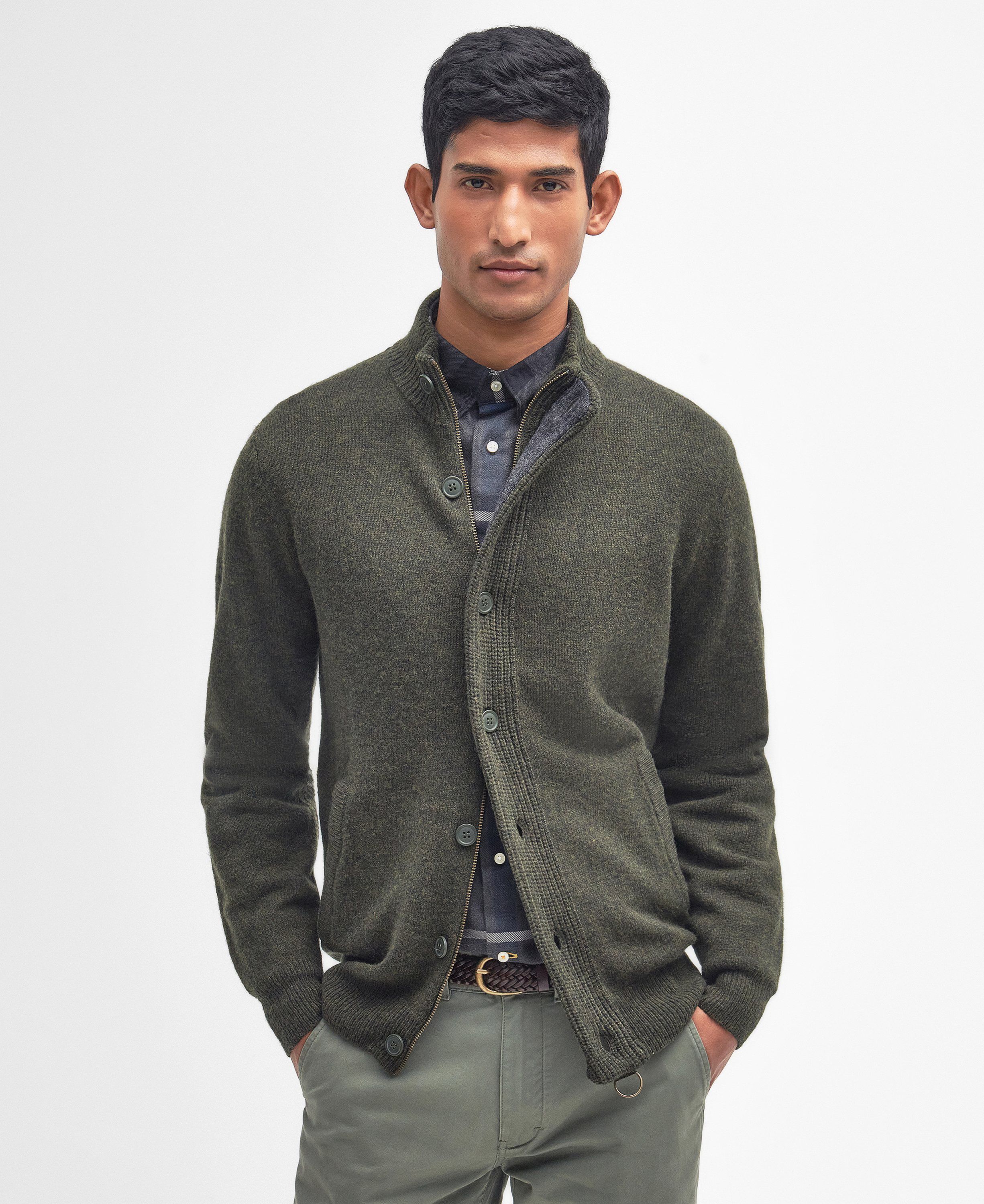 Barbour Essent Patch Zip Through Knitted Jumper Through Knit