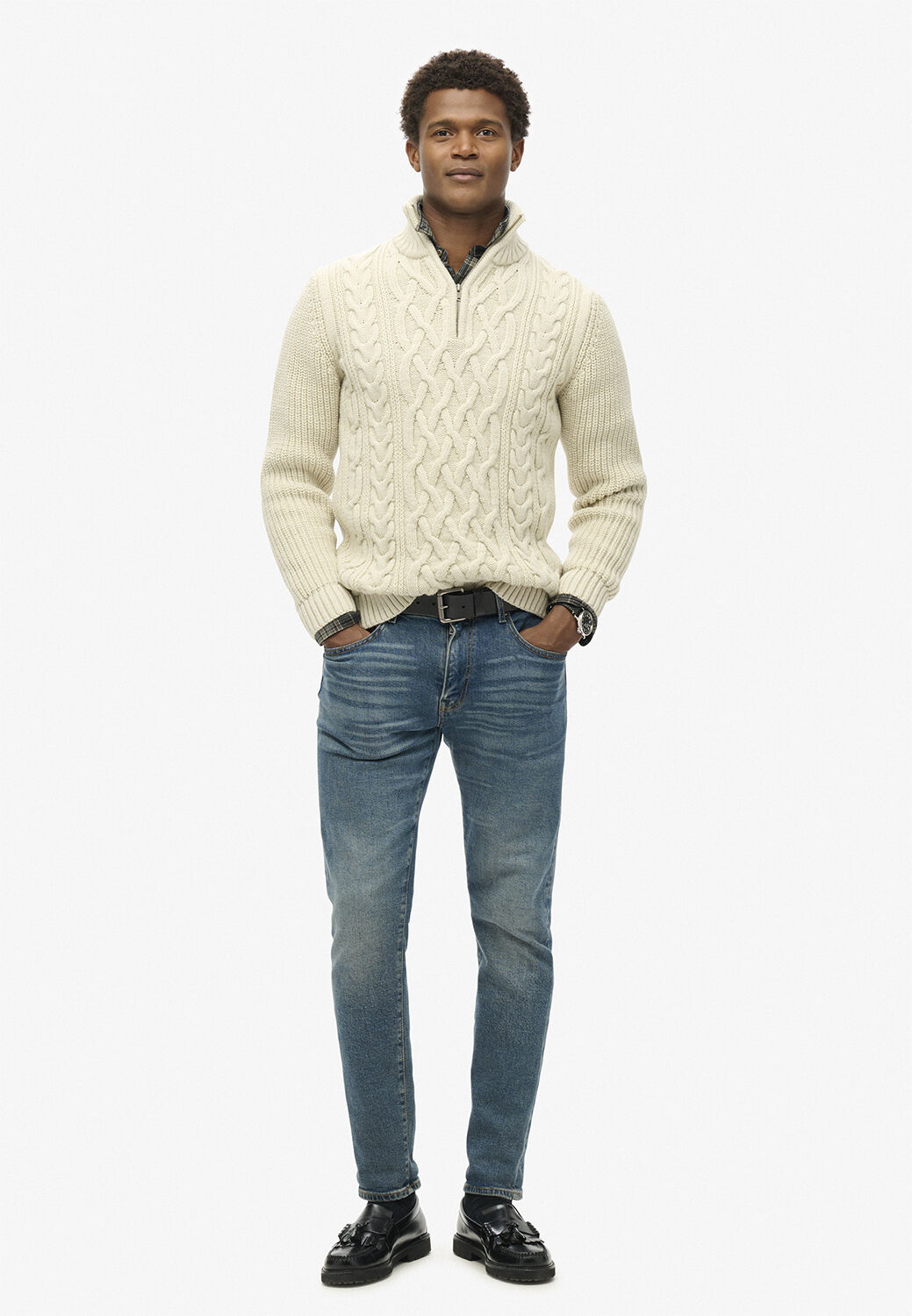 JACOB CABLE KNIT HALF ZIP