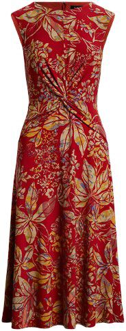 Floral Twist-Front Stretch Jersey Dress