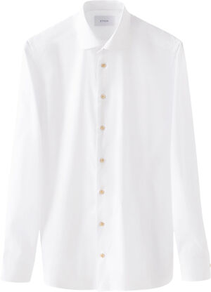 Contemporary Fit White Solid Signature Twill Beige Effect Shirt