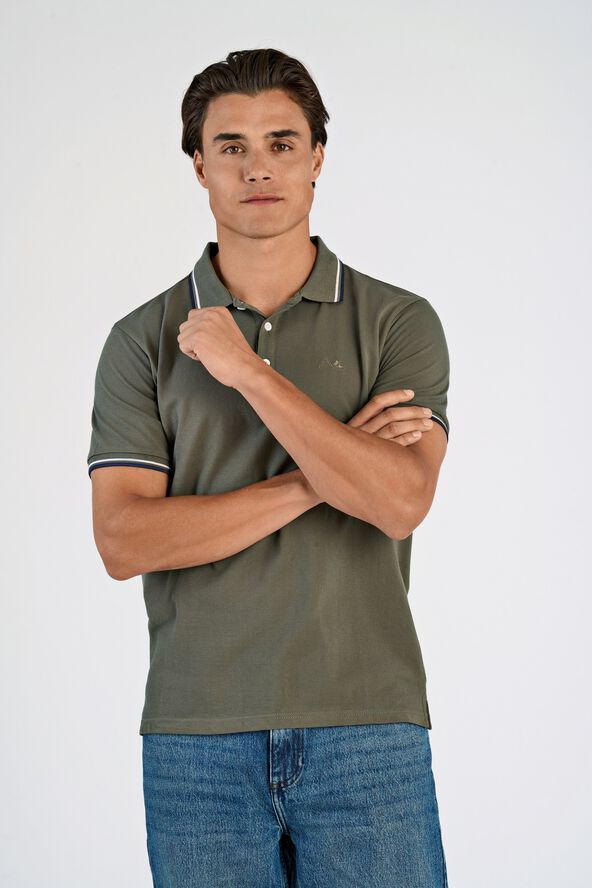 Polo shirt w. contrast piping