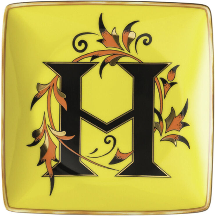 Bowl 12cm sq. flat, Holiday Alphabet H, Versace